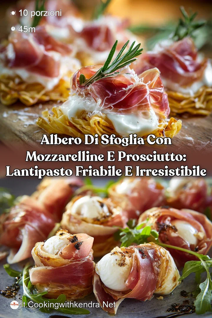 Albero di sfoglia con mozzarelline e prosciutto: lantipasto friabile e irresistibile