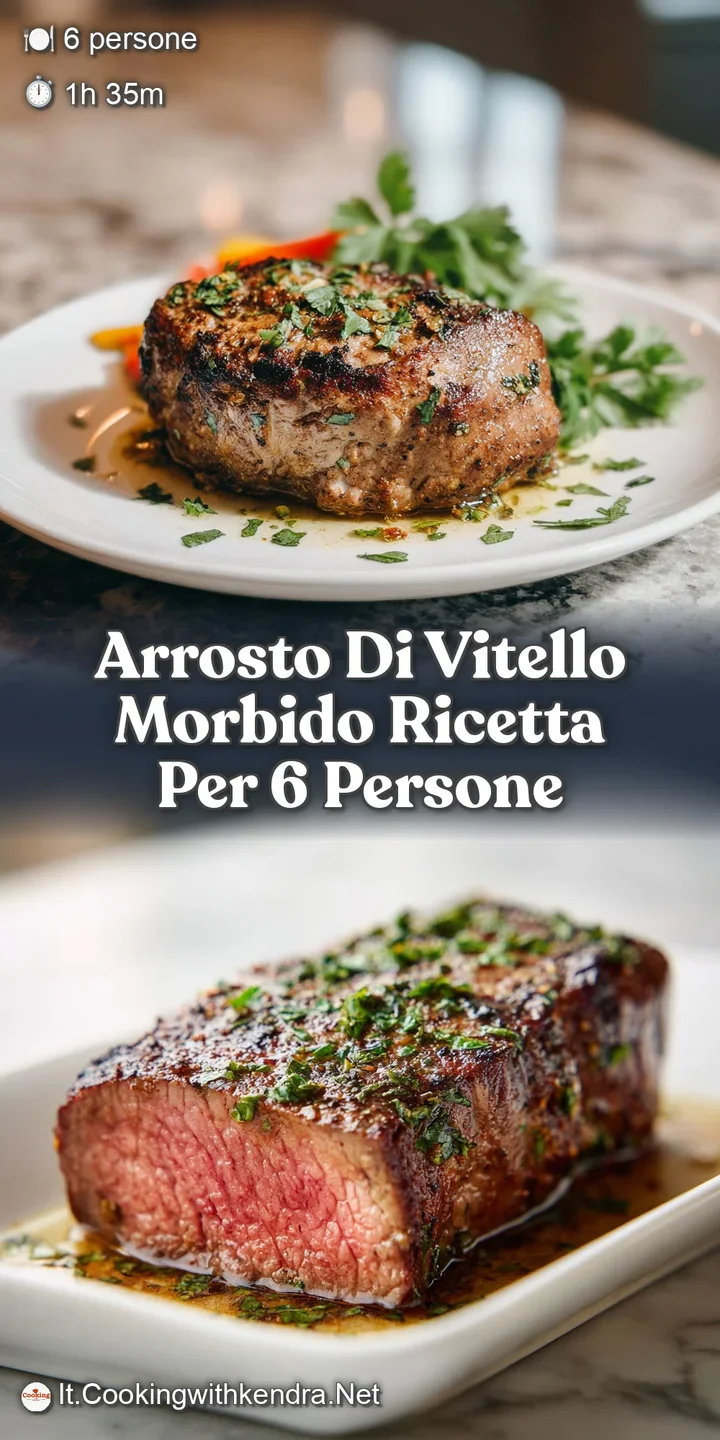 Close-up of tender, juicy roasted veal, showing the browned exterior and moist interior, glistening with savory juices. Ir...