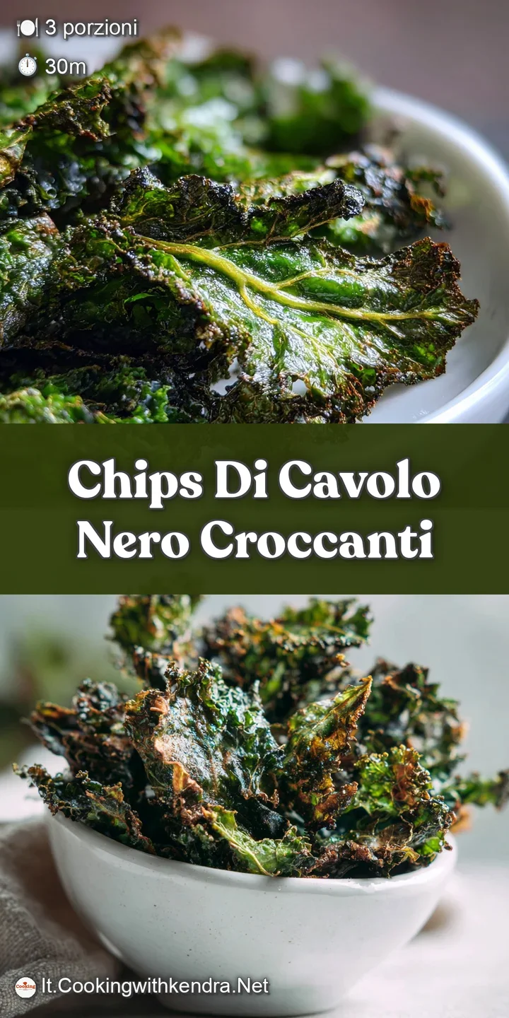 Close-up of a crinkled kale chip, showcasing its deep green color and slightly blistered texture, hinting at a salty, savo...