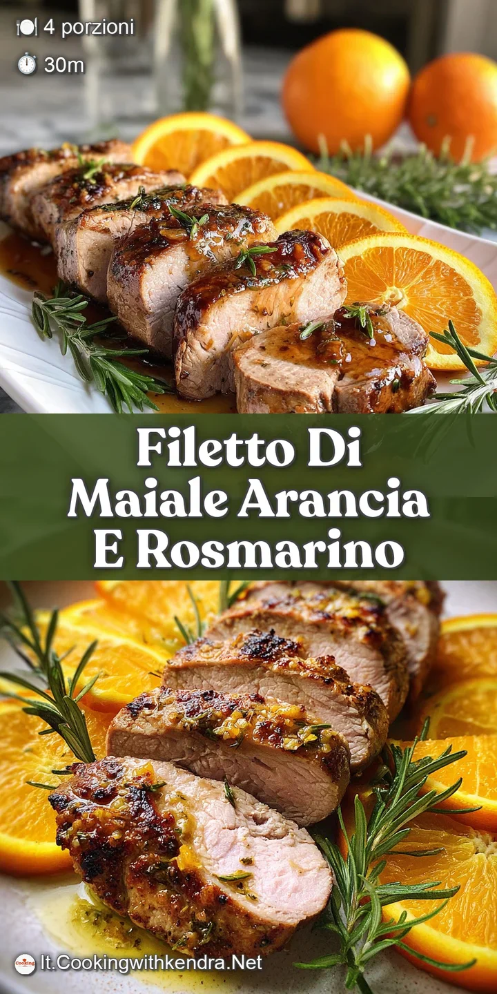 Close-up of juicy pork tenderloin with crispy browned edges. Sweet citrus glaze and rosemary flecks create a delicious, in...