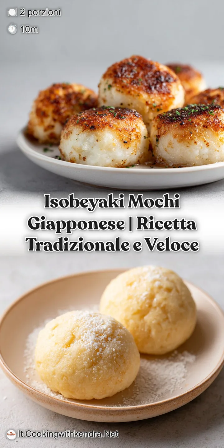 A close-up of chewy mochi, lightly charred and coated in a rich, dark soy glaze, offering a tempting bite.