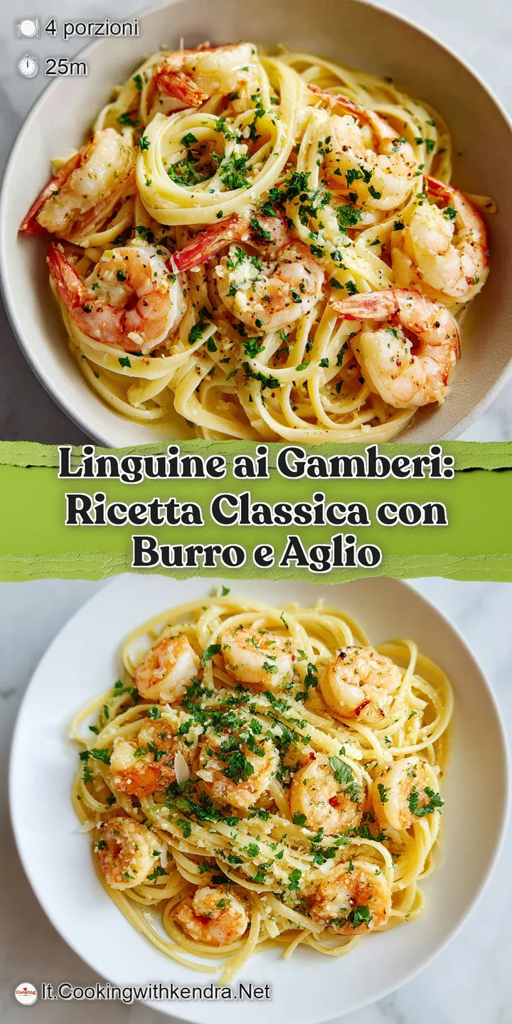 Close-up of glistening linguine and juicy shrimp, showcasing vibrant colors and inviting texture, accented with red pepper...