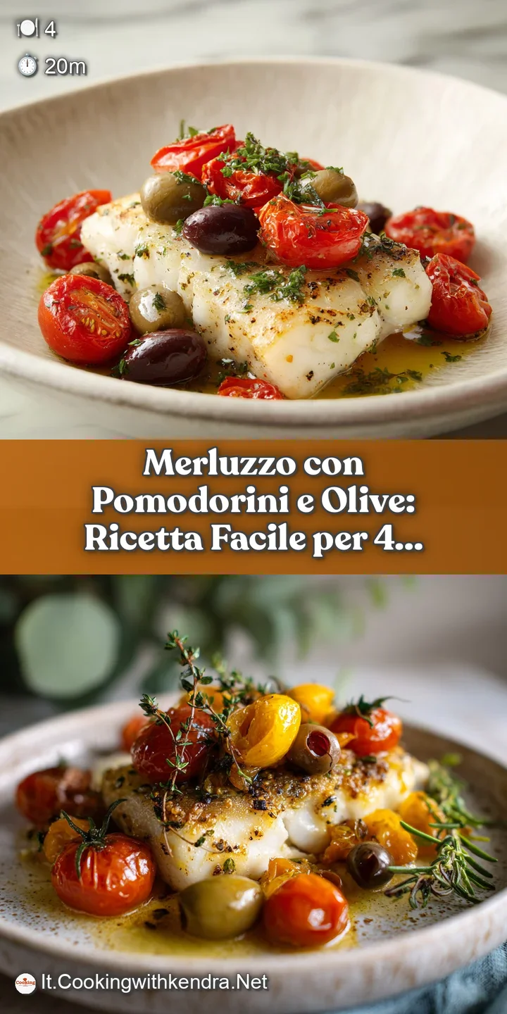 Close-up of tender white fish, its surface glistening, surrounded by bright red tomatoes and glossy black olives in savory...