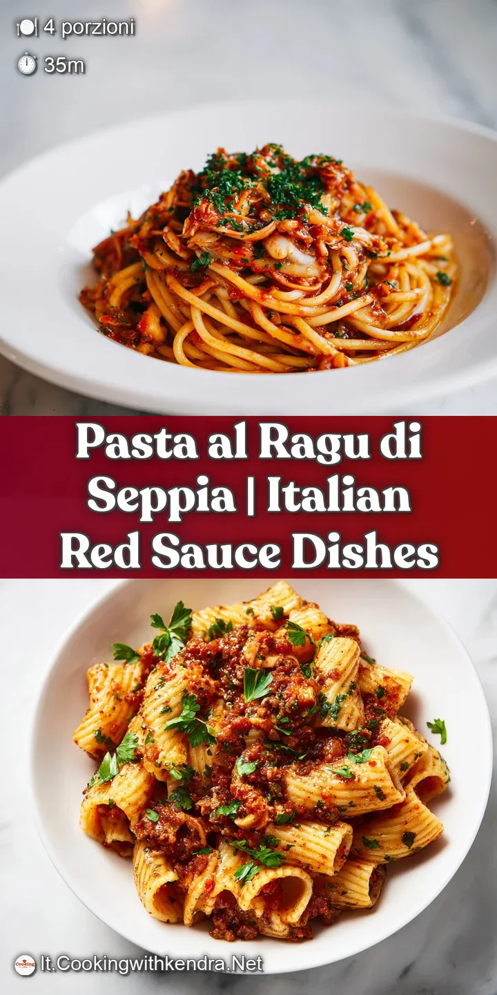 Close-up of glistening squid ink pasta, revealing tender pieces of cuttlefish and a glossy, deeply colored sauce, begging ...