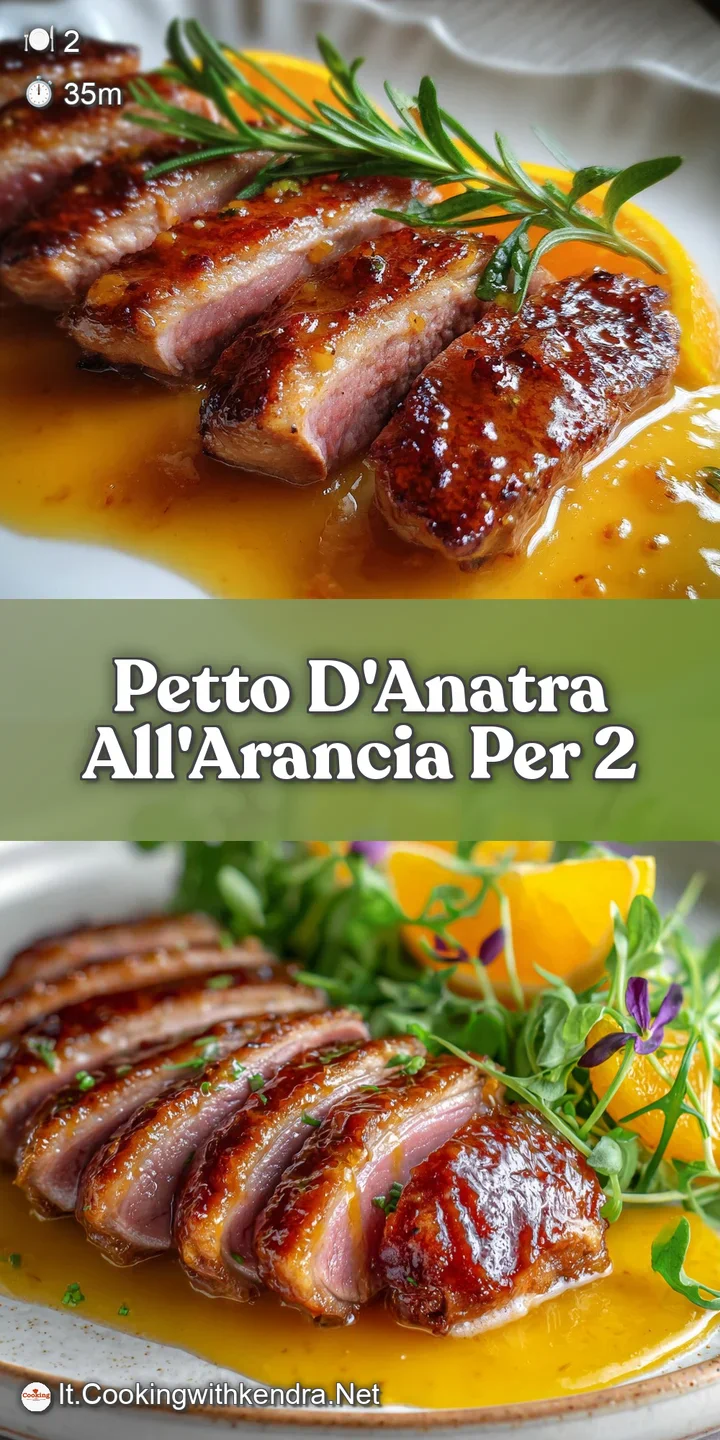 Close-up of tender duck breast with crisp skin, drenched in a glossy orange sauce, highlighting juicy texture and citrus a...