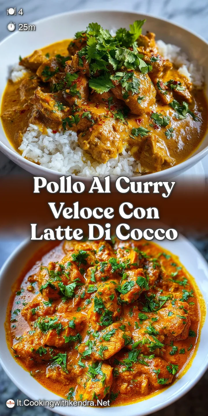 A close-up shot of glistening chicken and colorful peppers bathed in a rich, inviting coconut curry sauce, hinting at frag...