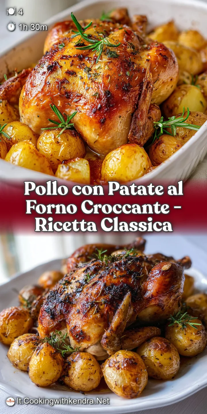 Juicy roasted chicken and crispy golden potatoes glistening, showing textures of browned skin and fluffy potato interior.