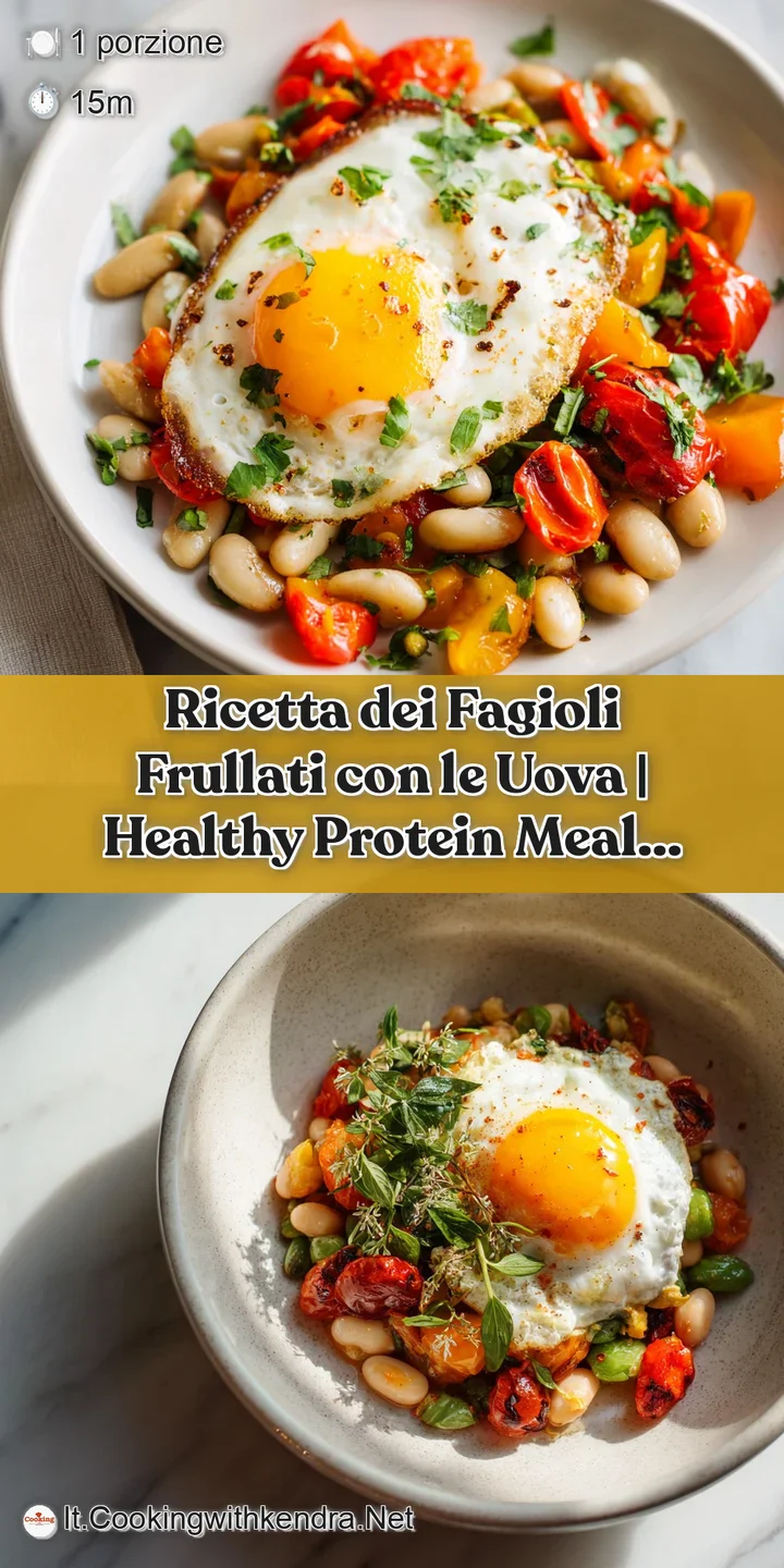 Close-up of a golden-yolked fried egg nestled into a rich, velvety pur&eacute;e of blended beans with a hint of red pepper flakes.