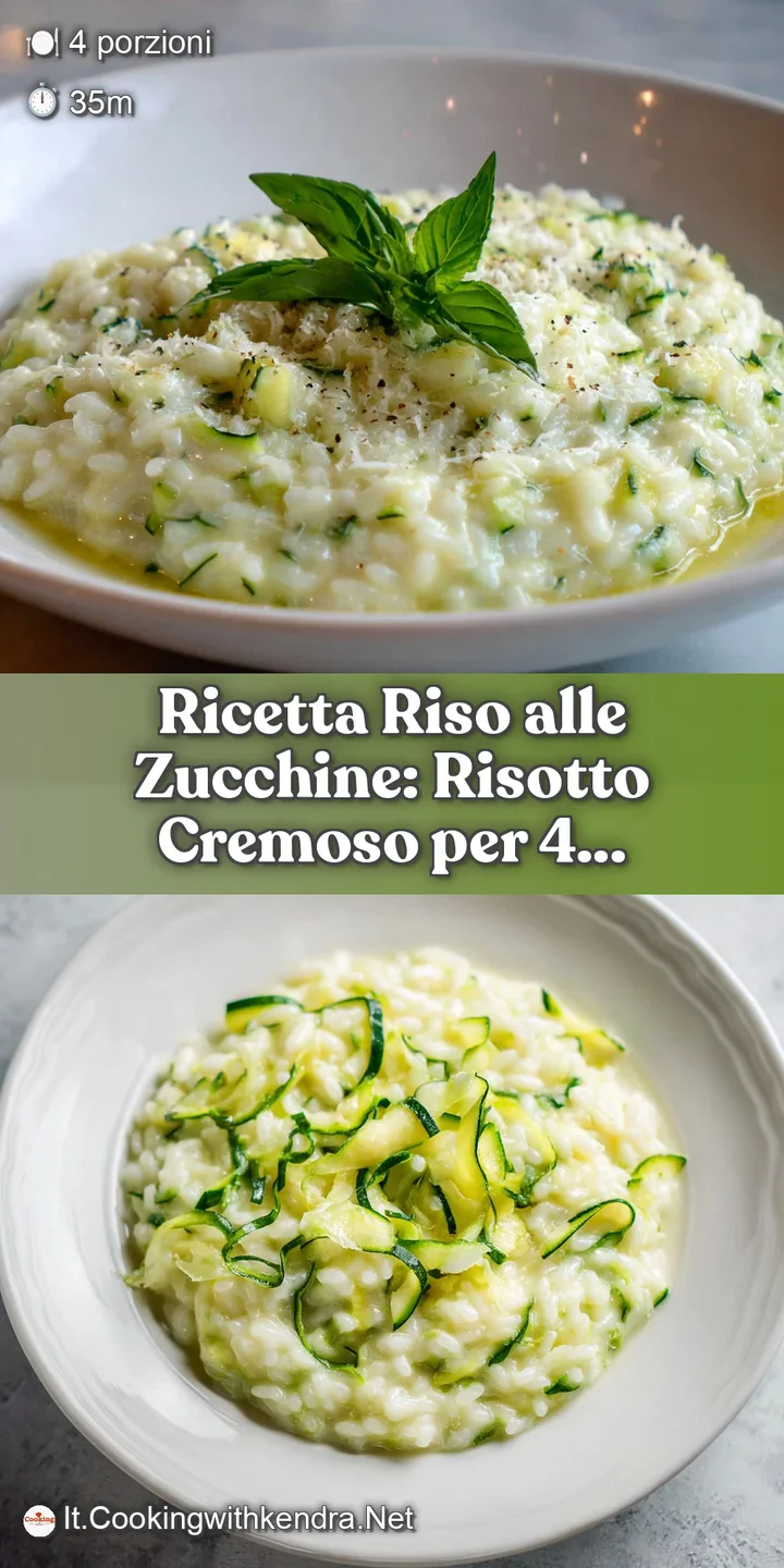 Close-up of creamy zucchini risotto: each grain glistening, with tender zucchini and fresh herbs. A burst of fresh, savory...