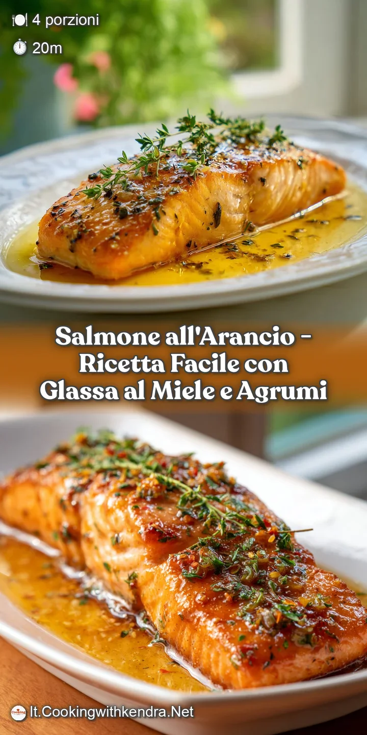 Close-up of a flaky, orange-glazed salmon portion with a tender interior and a hint of steam rising, highlighting its rich...