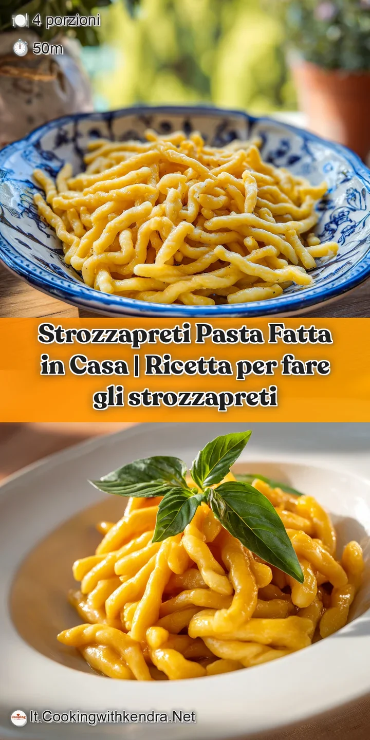 Close-up of plump, twisted strozzapreti pasta coated in a bright green pesto, with a tempting sheen of olive oil.