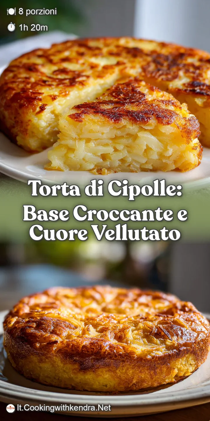 Close-up of a slice of onion tart: layers of soft, sweet onions nestle in buttery, golden-brown pastry, sprinkled with herbs.