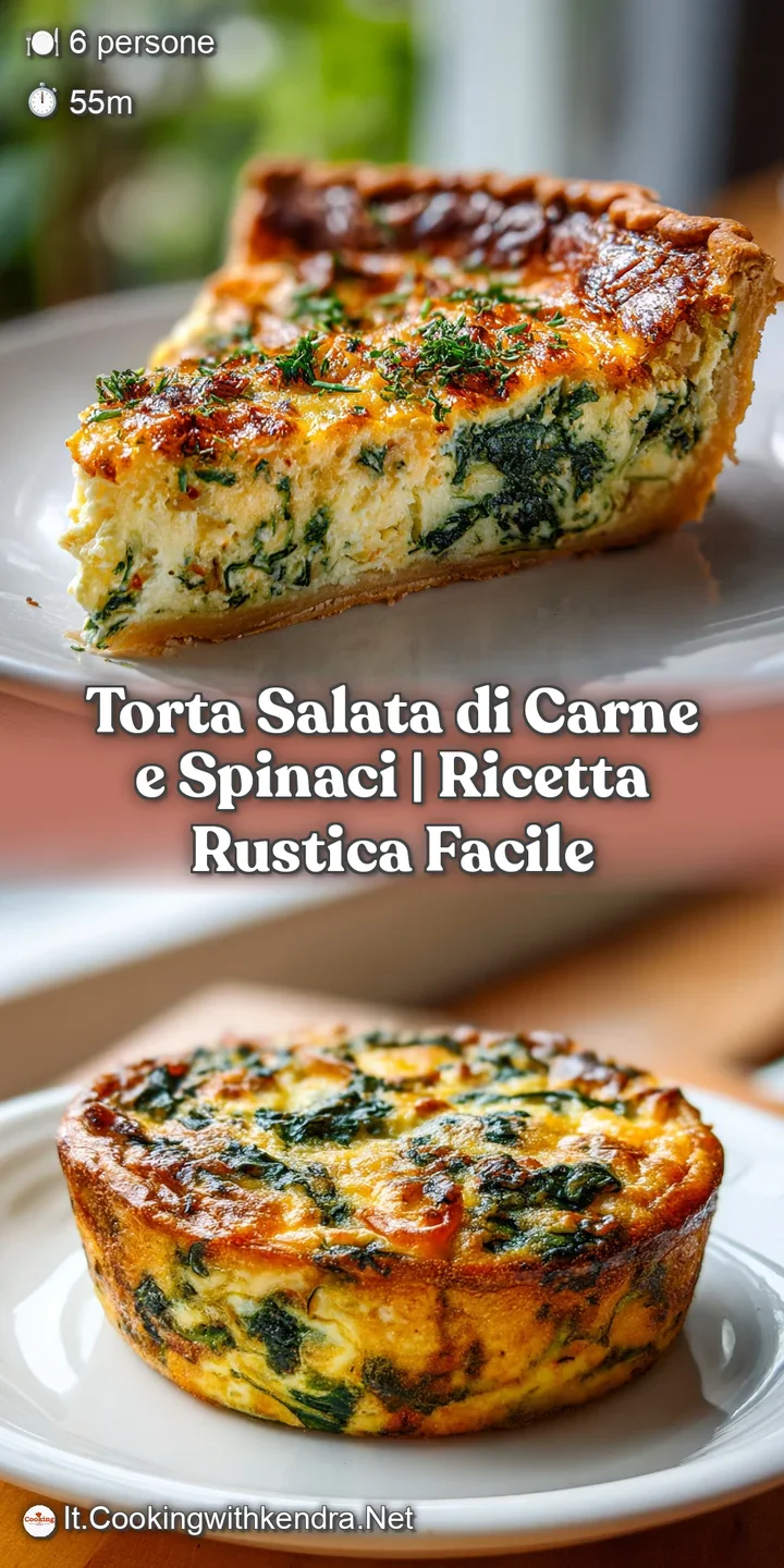 Close-up of flaky, golden pastry encasing a steaming filling of deep green spinach and finely minced, seasoned meat.