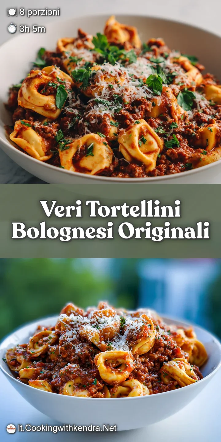 Close-up: Plump tortellini glistening with flavorful Bolognese sauce. Highlights of herbs and rich tomato create a mouthwa...