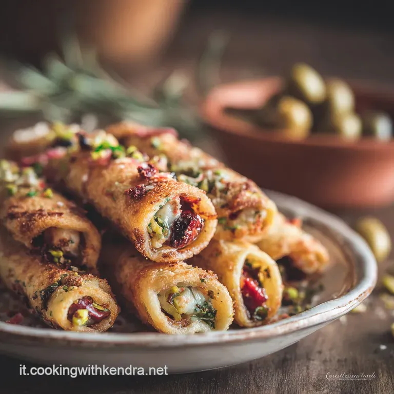 Antipasti Di Natale: Cannoncini Salati Con Mousse Di Mortadella E Pistacchi presentation