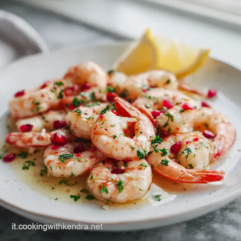 Elegant plate showcasing grilled shrimp glistening with lemon and herbs, a light and inviting seafood appetizer, artfully ...