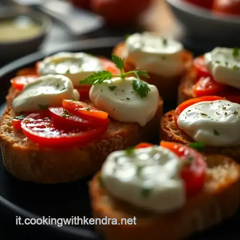 Crostini Con Burrata Alici E Pomodorini presentation