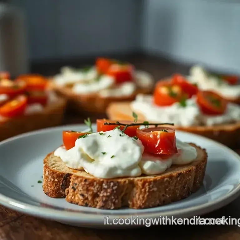 Crostini con Burrata Alici e Pomodorini
