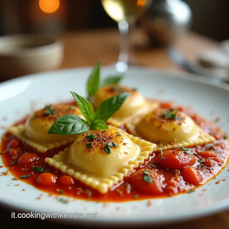 Cuori di Ravioli al Tartufo Nero con Salsa Champagne