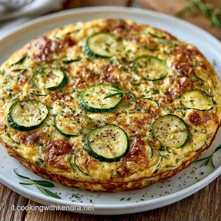 Una fetta di torta salata dorata su piatto bianco, decorata con erbe fresche, dalla texture morbida e spugnosa.