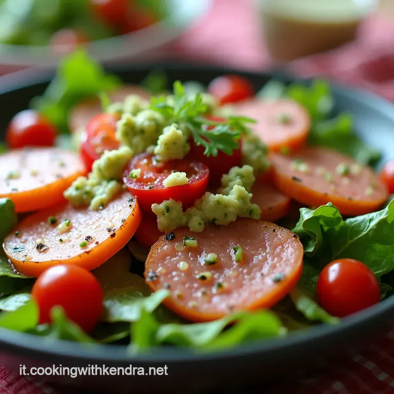 LInsalata del Picnic Sofisticato Wurstel Pregiato Formaggio Deciso e Vinaigrette allErba Cipollina