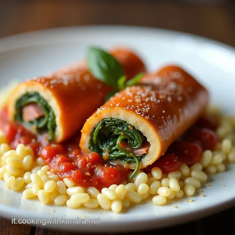 Involtini di Cavolo Cappuccio Dorati con Ripieno Rustico di Salsiccia e Riso Integrale Glassati al Pomodoro Aromatico