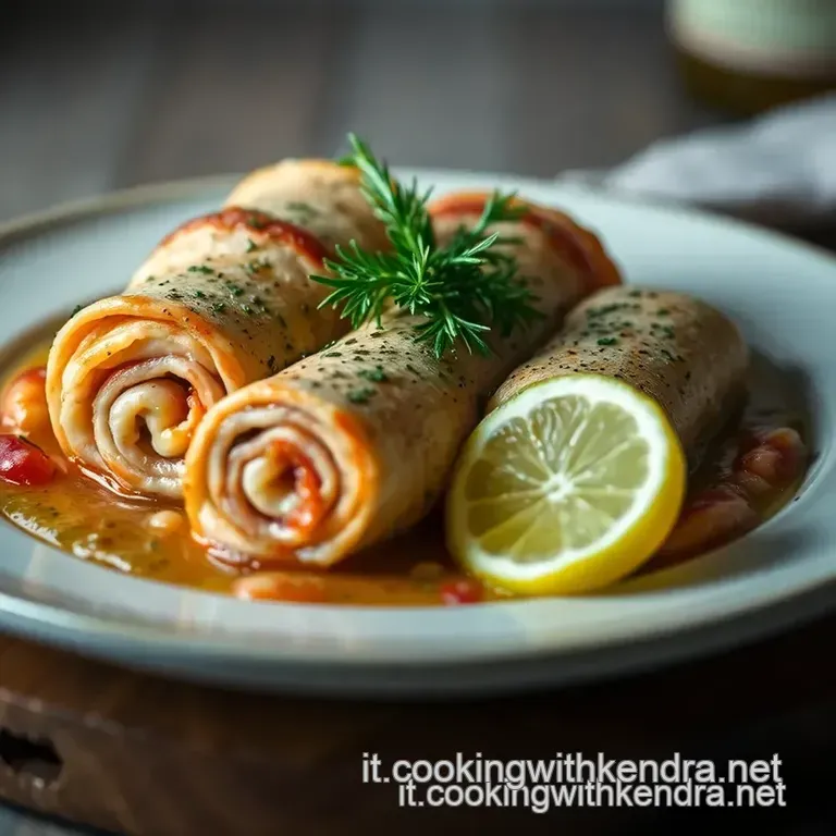 Involtini Di Merluzzo in Padella Con Pancetta presentation