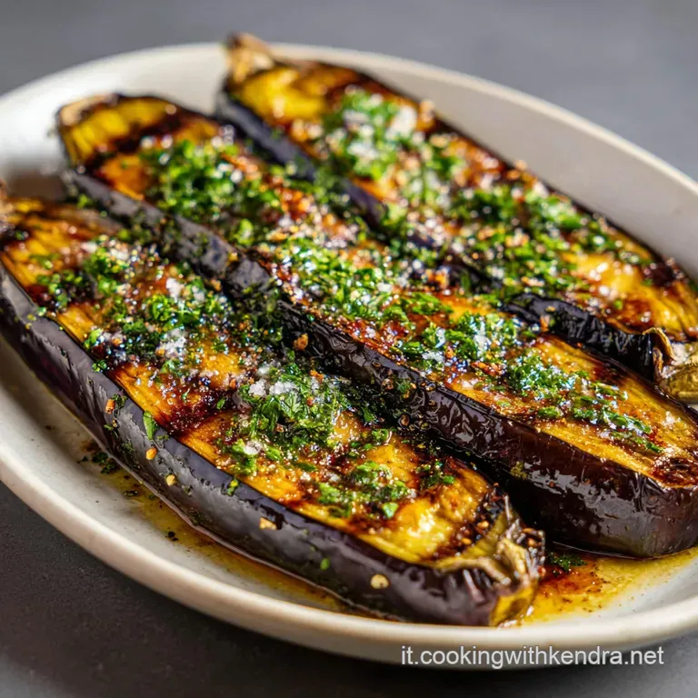 Neatly stacked eggplant rounds smothered in vibrant red tomato sauce, garnished with fresh basil on a white plate.