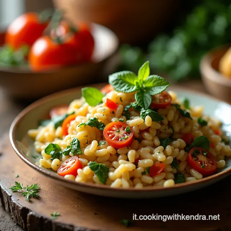 Orzo Perlato Sotto Il Sole Insalata Mediterranea Con Verdure Fresche E Profumo Di Menta presentation