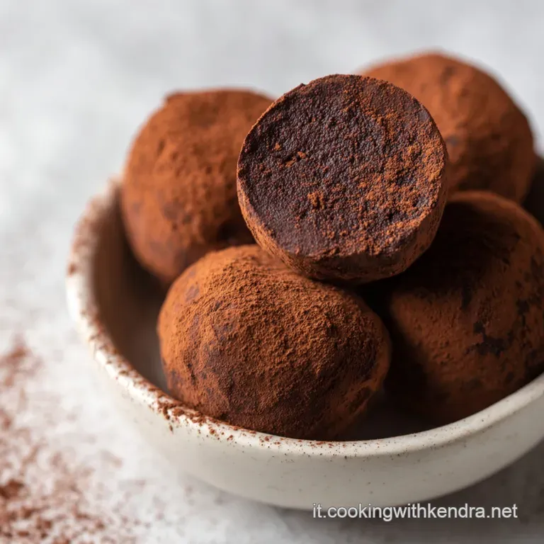 Bocconcini di cioccolato scuro disposti a raggiera su un piatto moderno, con una spolverata di zucchero a velo bianco.