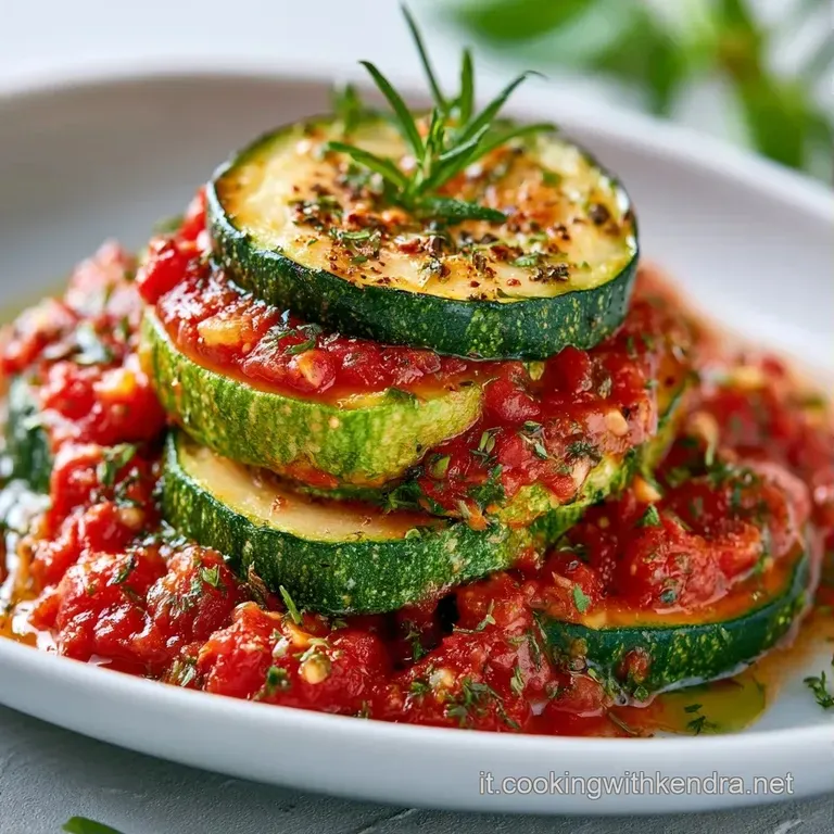 Una porzione quadrata di verdure gratinate su piatto bianco, con crosticina ambrata e cuore filante di mozzarella calda.