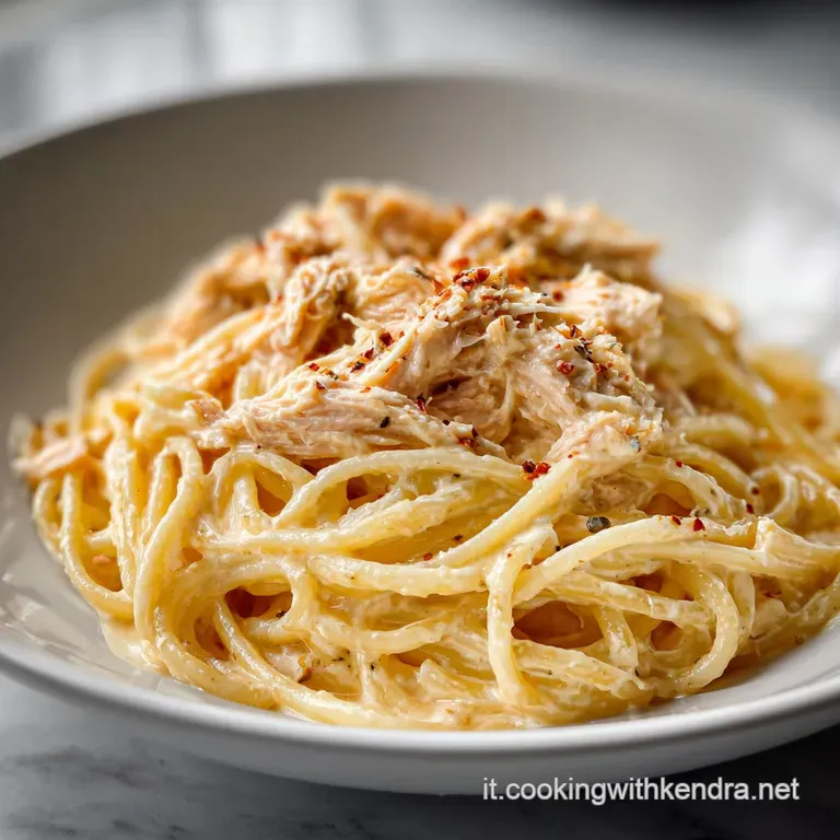 Elegant plate of pasta with tuna: Al dente noodles coated in creamy sauce, topped with fresh herbs and a drizzle of olive ...