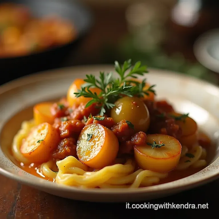Patate Sabbia Dorate E Croccanti Con Wurstel Affumicati in Padella presentation