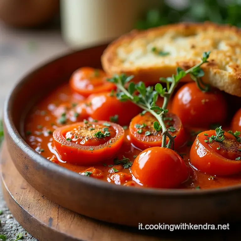Pomodorini Allaglio Con Pane Croccante presentation