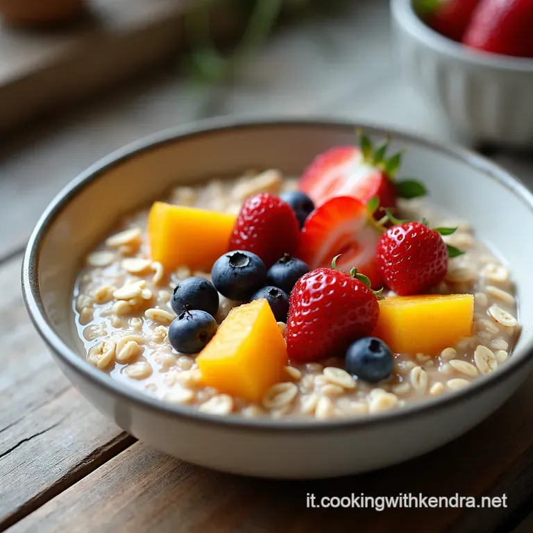Porridge Freddo Risveglio Mediterraneo Overnight Oats con Yogurt Greco e Frutta Fresca di Stagione