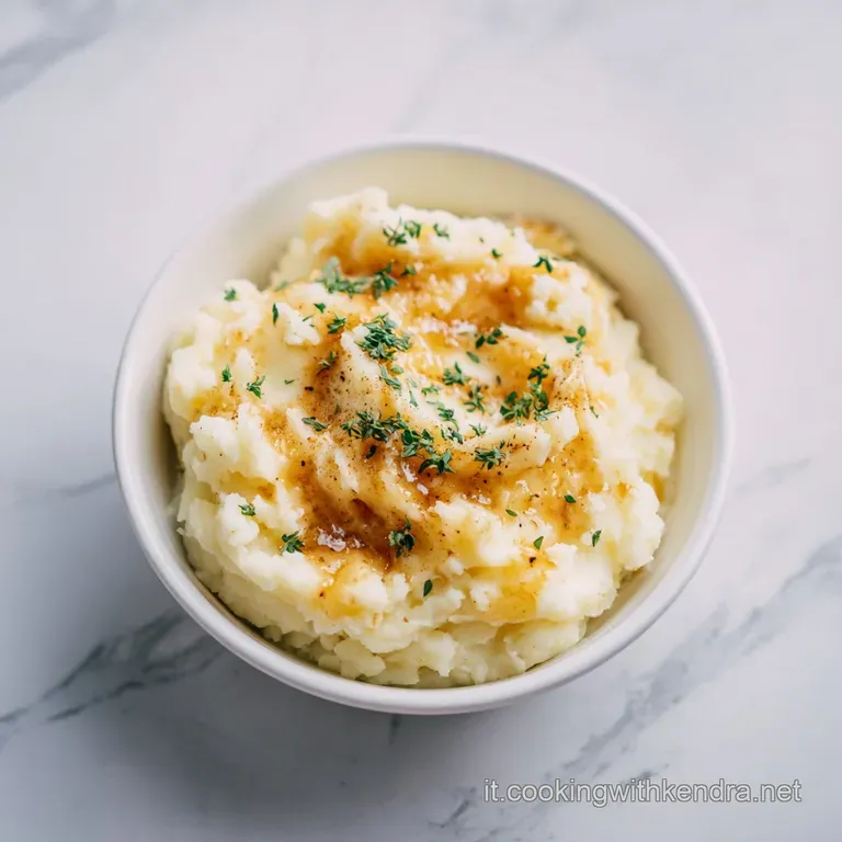 A swirl of silky potato pur&eacute;e, topped with a glistening, savory meat sauce. Fresh parsley adds a bright, herbaceous contra...