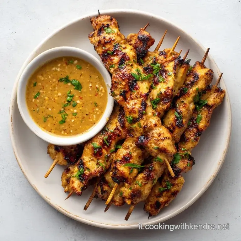Filetto di pollo lucido e ambrato disposto con cura, accompagnato da una salsa densa e gocce di latte di cocco bianco.