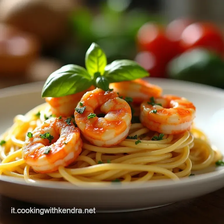 Spaghetti Al Limone Con Gamberi E Basilico presentation