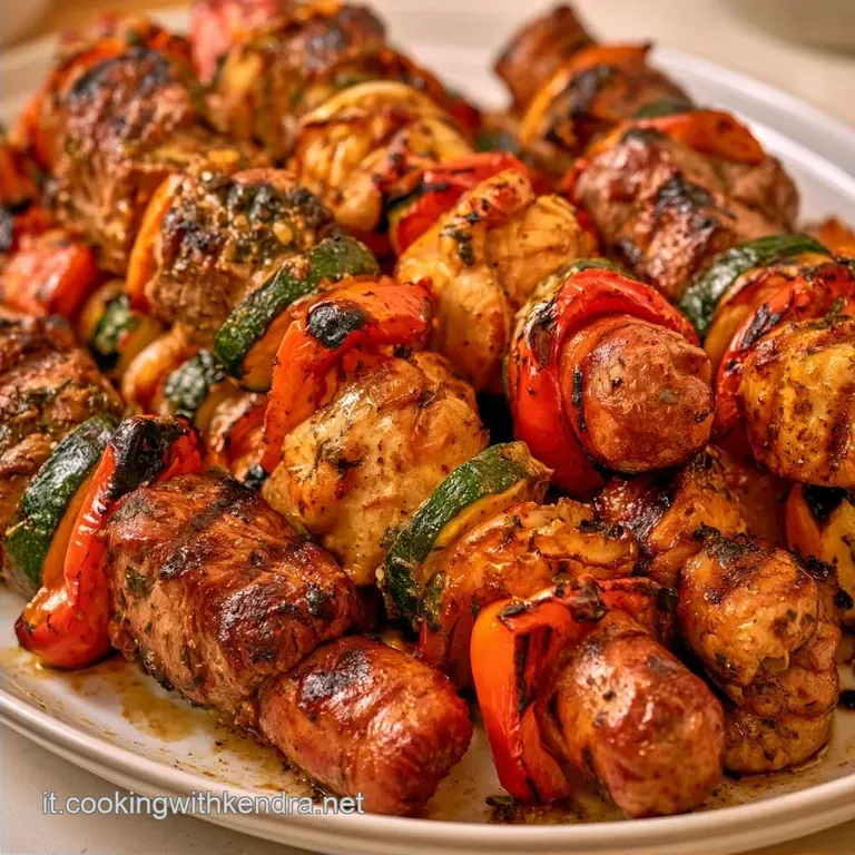 Spiedini Di Carne in Friggitrice Ad con Peperoni