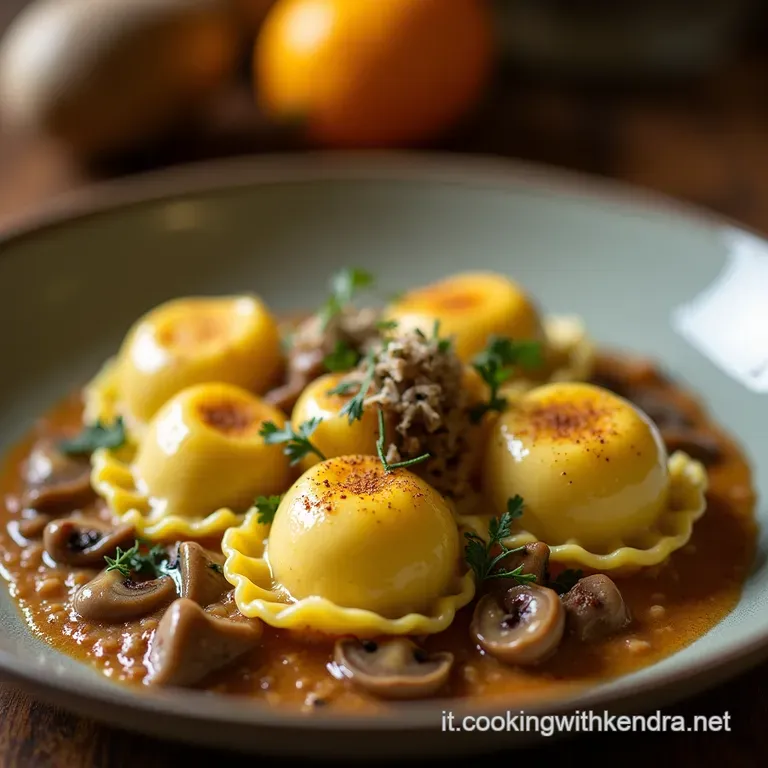 Tortelli Della Tradizione Sfoglia Alluovo Perfetta E Ripieno Cremoso Ai Funghi Porcini presentation